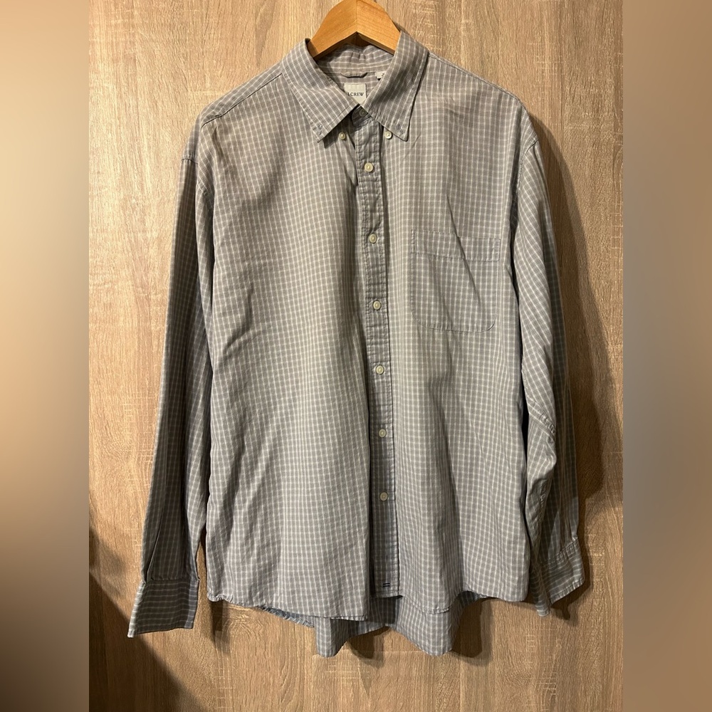 J. Crew Men's Gray Button Down Shirt Size XL 100% Cotton